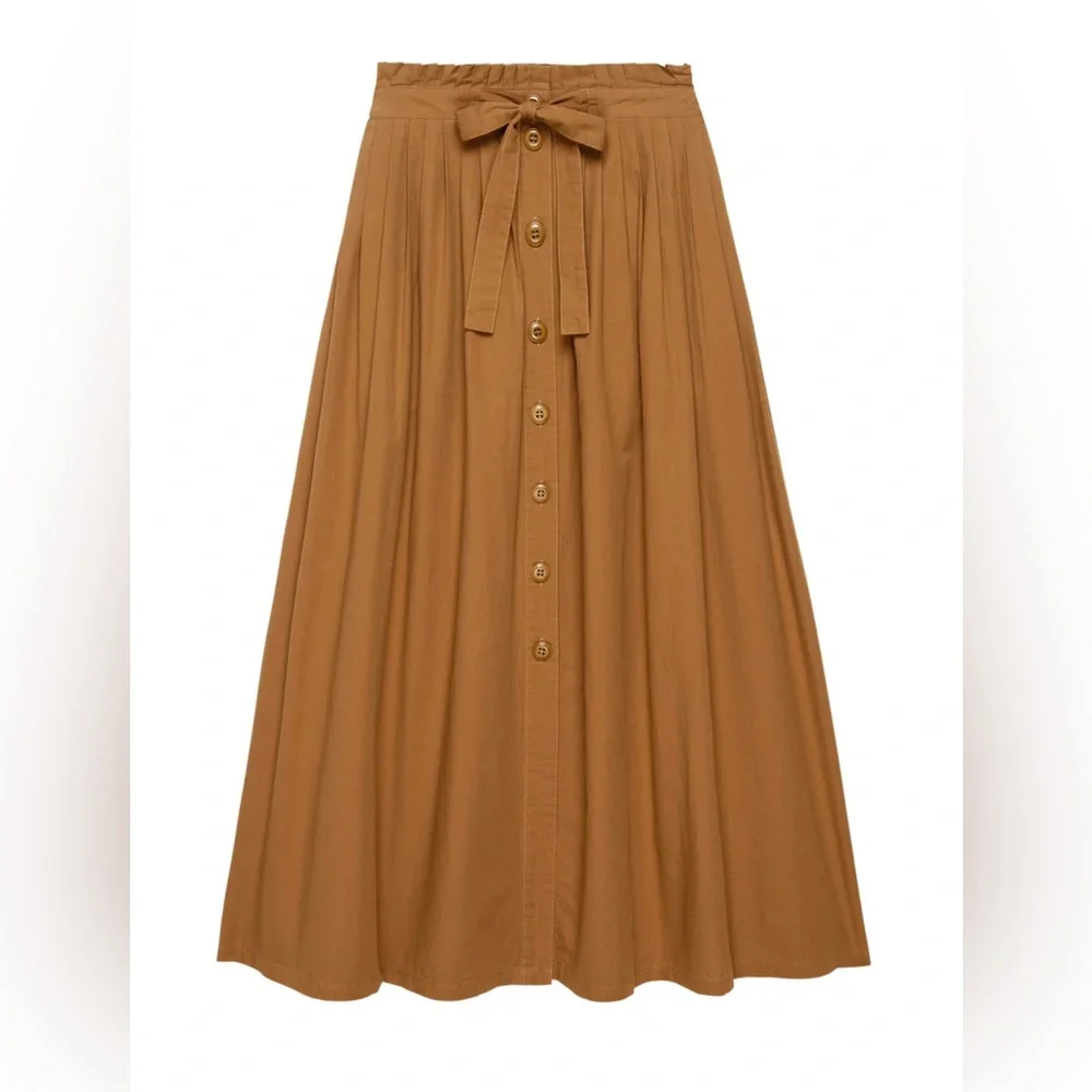 THE GREAT. THE TREELINE SKIRT SUNTAN, SIZE US M / 2 - Picture 6 of 16